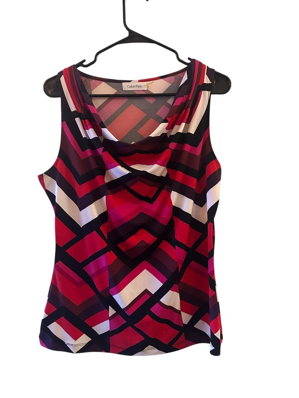 Calvin Klein Multicolor Geometric Sleeveless Tank Blouse Women Sz L